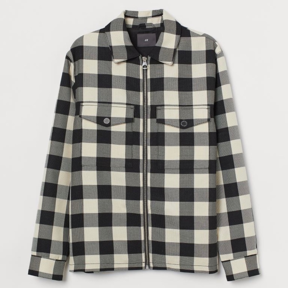 H&M Checkered Jacket Black/White Large